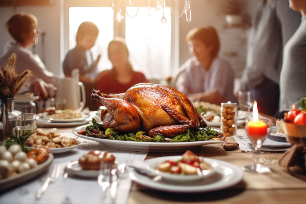 family enjoying holiday dinner