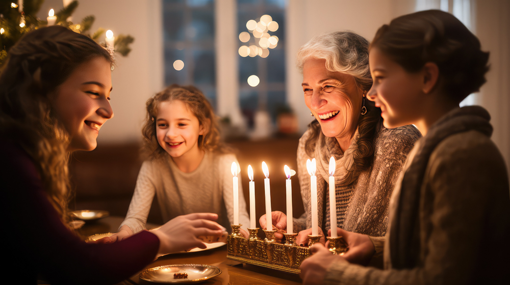 family enjoying holiday tradition