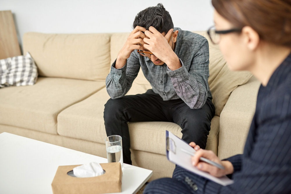 man in therapy for baclofen addiction